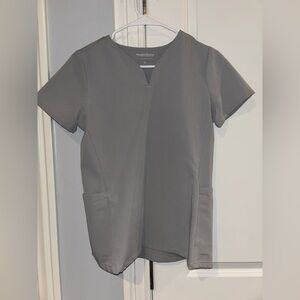 Mandala Curved V-Neck Grey Scrub Top